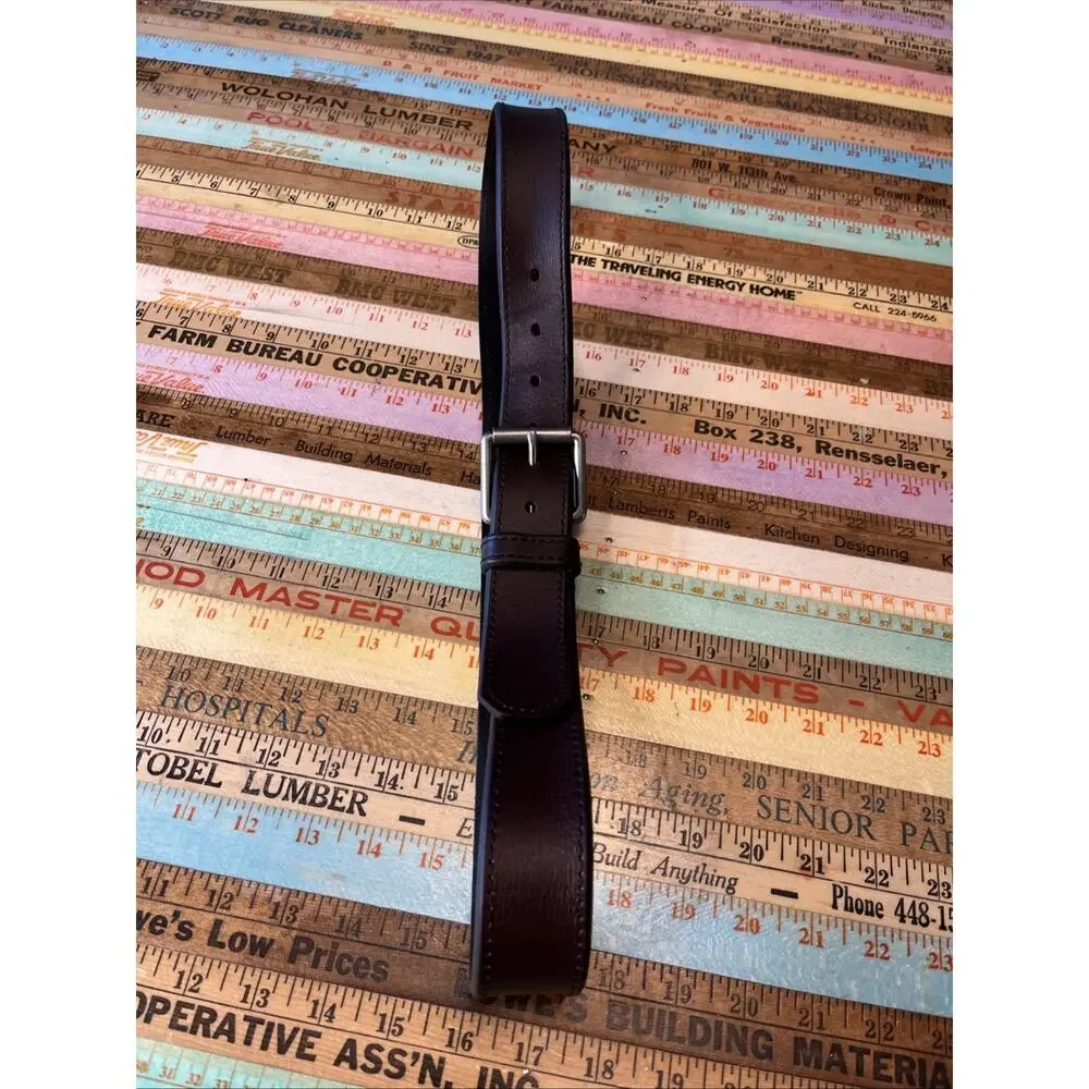 Levi’s Dark Brown Genuine Leather Belt Men’s M 34-36 Silver Buckle Hardware